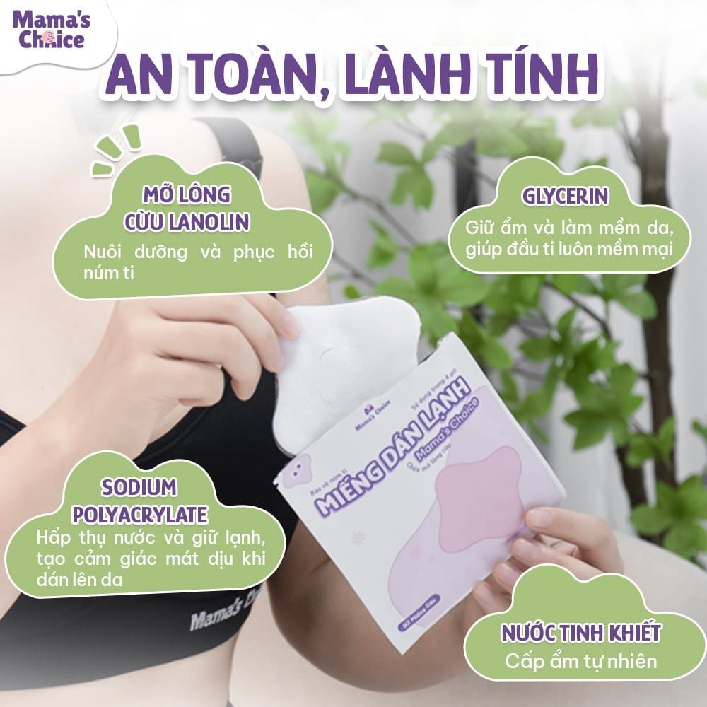 Miếng Dán Lạnh HydroGel Mama's Choice, Làm Dịu và Chữa Lành Núm Ti Mẹ Khi Cho Con Bú Hút Sữa