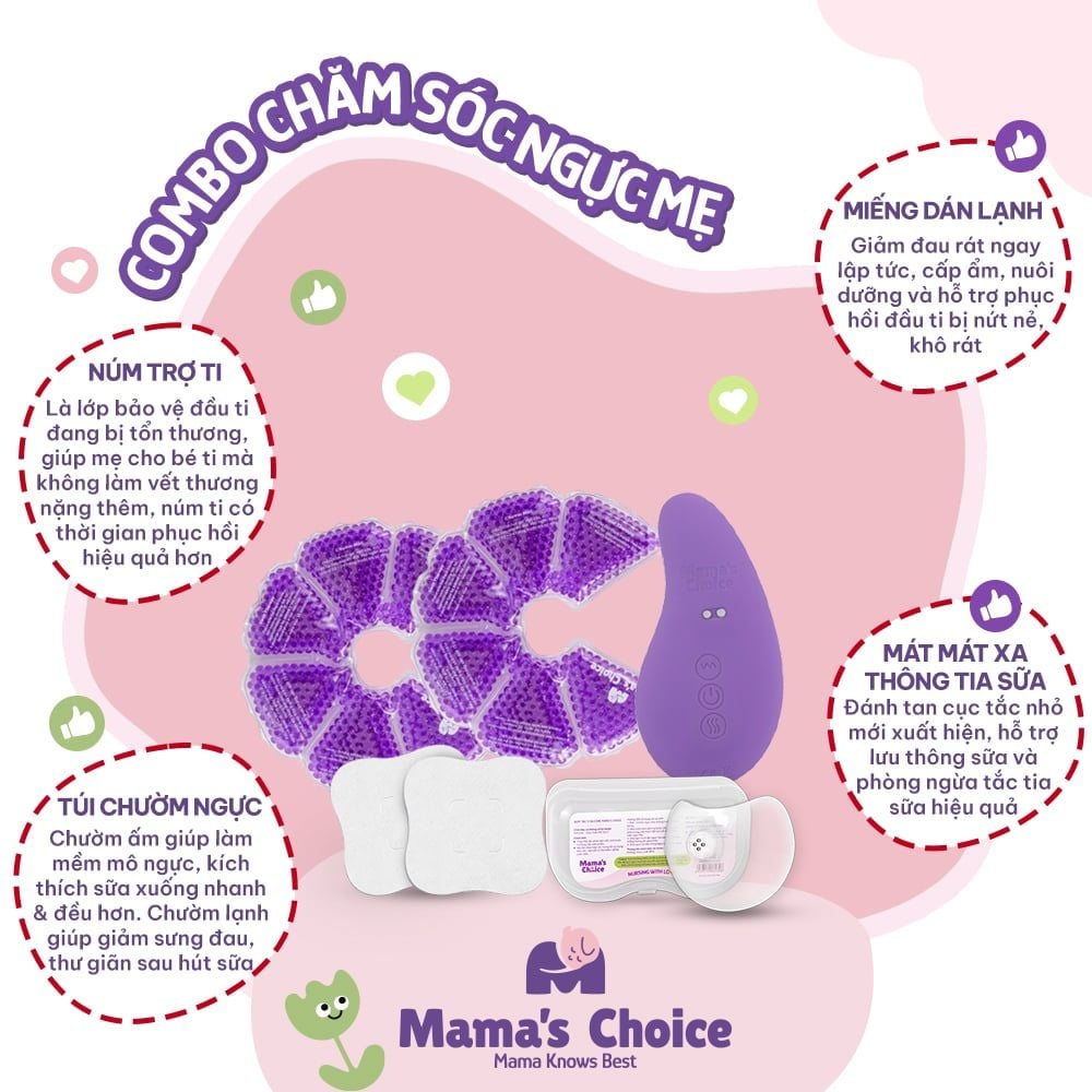 Miếng Dán Lạnh HydroGel Mama's Choice, Làm Dịu và Chữa Lành Núm Ti Mẹ Khi Cho Con Bú Hút Sữa