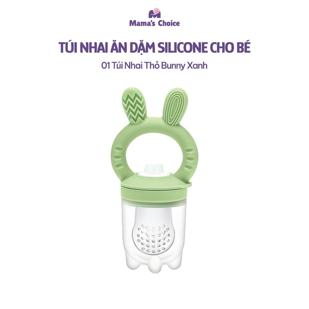 Túi Nhai Ăn Dặm Mama's Choice Cho Bé, Núm Nhai Hoa Quả Chống Hóc, Tặng Kèm 3 Size Núm Phù Hợp Bé Từ 4 Tháng Tuổi