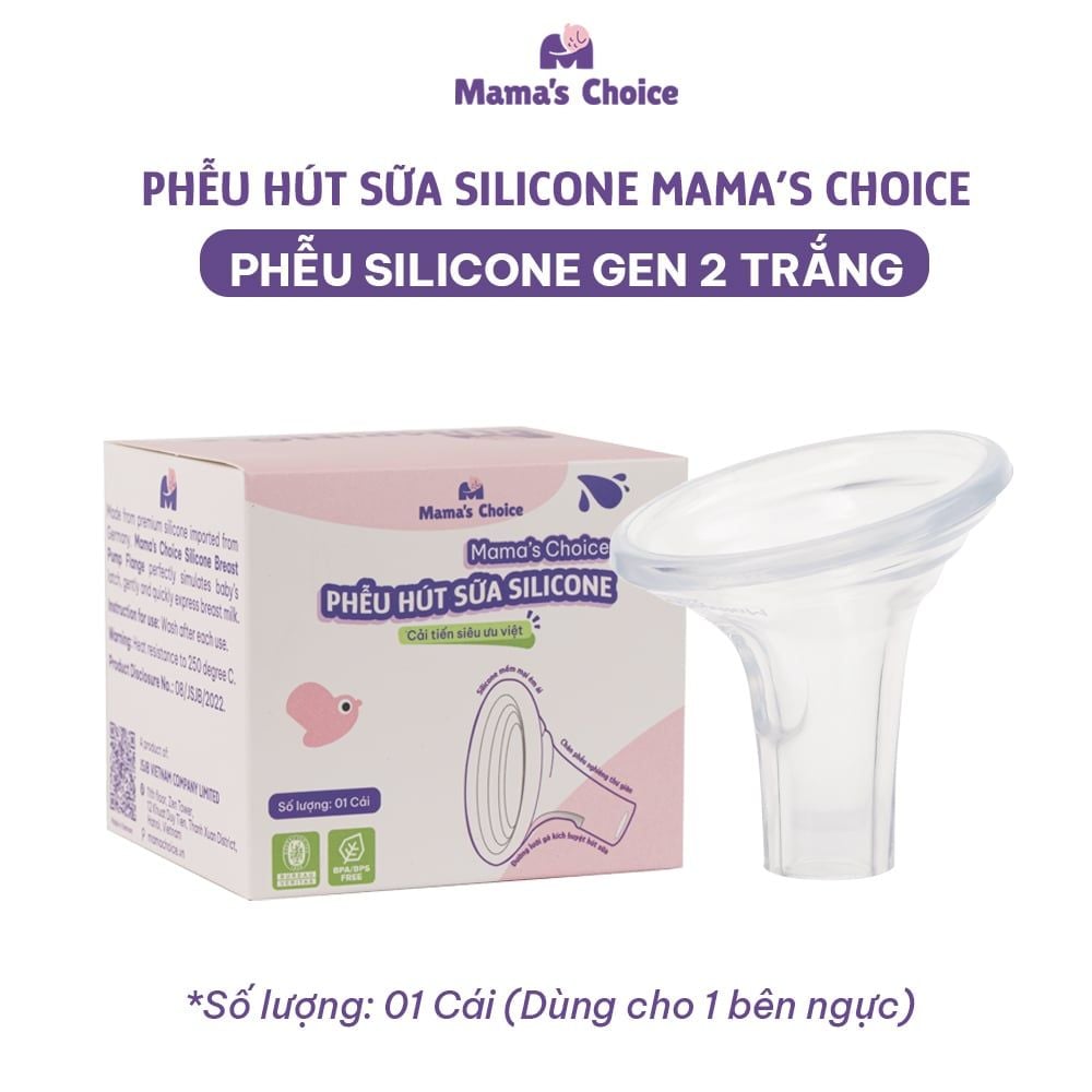 Phễu Hút Sữa Silicone Công Thái Học Mama's Choice, Silicone Bạch Kim Siêu Mềm Tăng Hiệu Quả Hút Sữa Kích Sữa