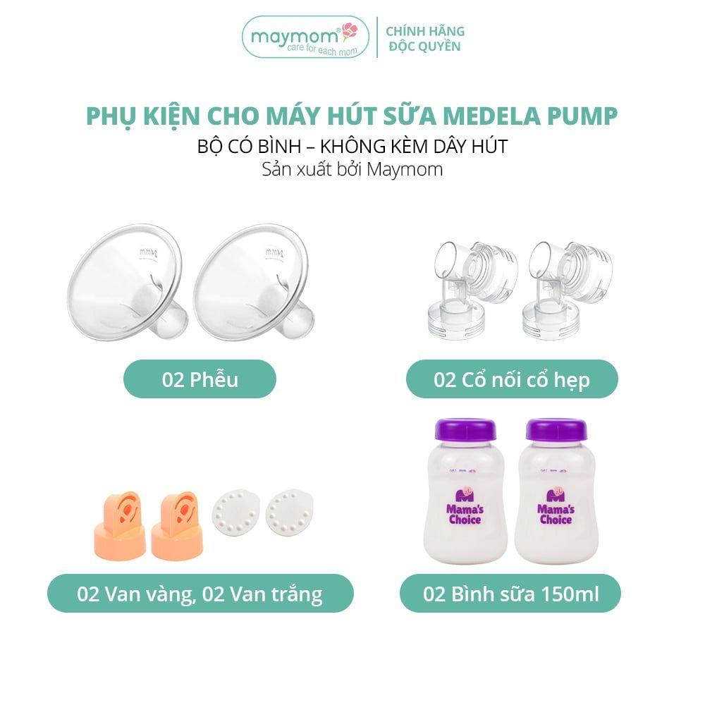 Bộ Phụ Kiện Máy Hút Sữa Medela Pump In Style Advanced, Thương Hiệu Maymom, Phễu Size Từ 10-32mm