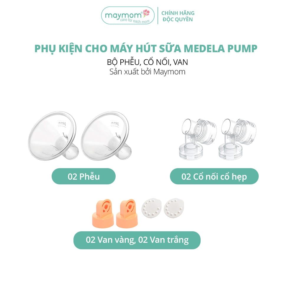 Bộ Phụ Kiện Máy Hút Sữa Medela Pump In Style Advanced, Thương Hiệu Maymom, Phễu Size Từ 10-32mm