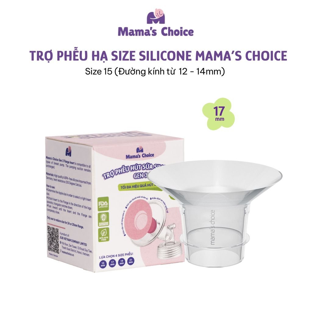 Trợ Phễu Silicone Mama's Choice NewFit, Đệm Hạ Size Phễu Size 15-17-19-21mm, Hút Sữa Hiệu Quả và Êm Ái (01 Cái)