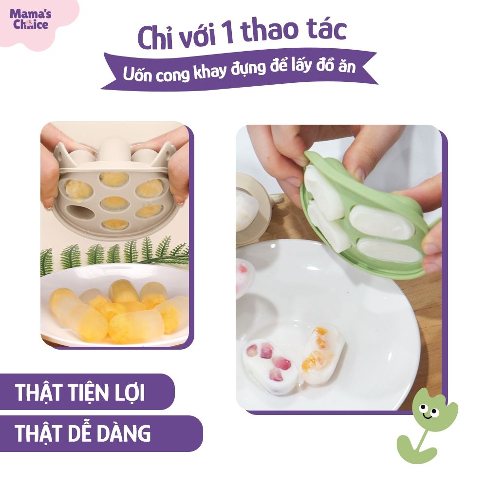 Khay Trữ Đông Mini Mama's Choice, Bảo Quản Đồ Ăn Dặm Thức Ăn Cho Bé, Nắp Đậy Chắc Chắn, Chất Liệu Silicone Bạch Kim