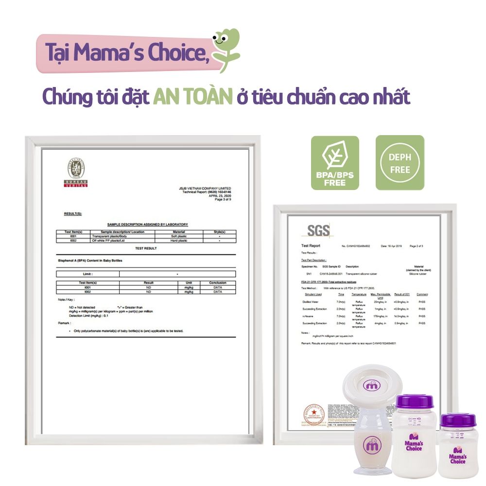 Cốc Hứng Sữa Bình Trữ Sữa Mama's Choice, Combo Hứng Sữa Trữ Sữa Tiện Lợi Cho Mẹ, Kiểm Định An Toàn Cho Bé