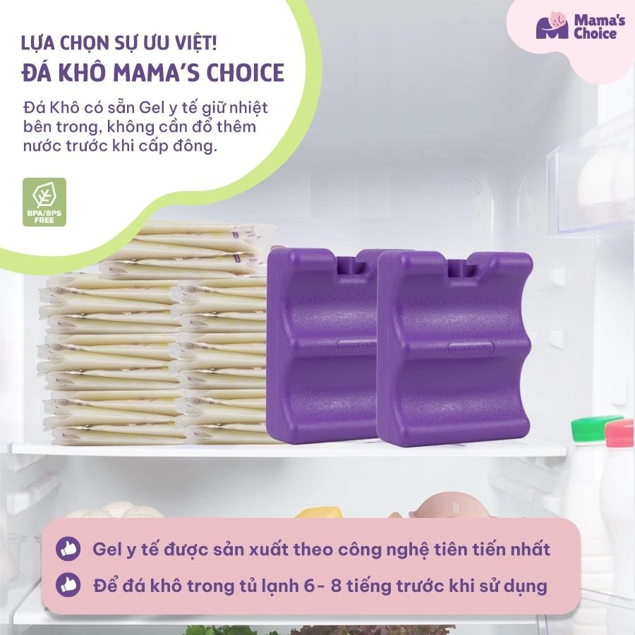 Đá Khô Bảo Quản Sữa Mama’s Choice, Giữ Lạnh Sữa Mẹ Lên Đến 12 Tiếng, Chất Liệu Gel Y Tế Cao Cấp, Độ Bền Từ 4-5 Năm
