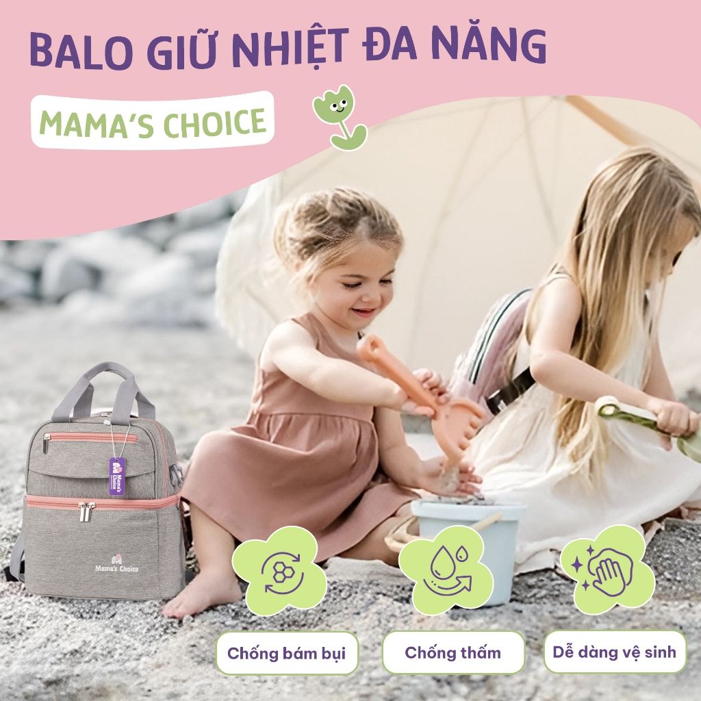Combo Balo Bảo Quản Sữa Mẹ Mama’s Choice, Trọn Bộ Giữ Nhiệt Bình Sữa Đa Năng, Đựng Đồ Cho Mẹ Bé, Giữ Lạnh Lên Tới 14 Giờ