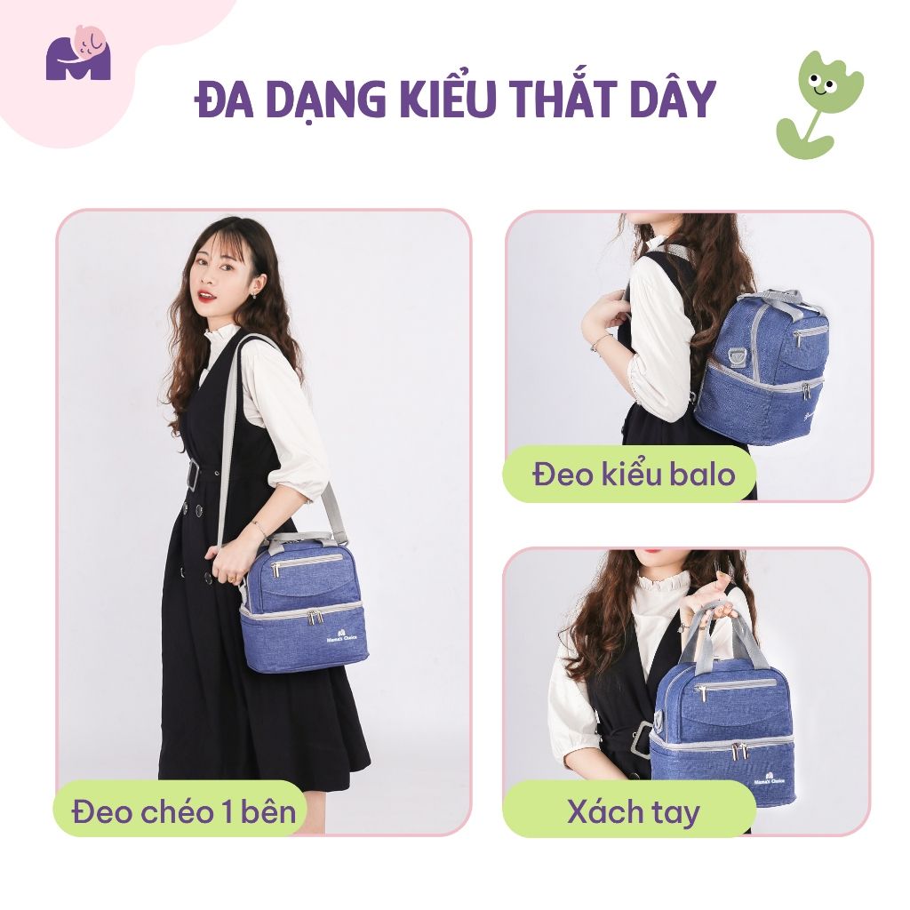 Balo Bỉm Sữa Giữ Nhiệt Mama’s Choice Đa Năng, Giữ Nhiệt Bình Sữa, Đựng Đồ Cho Mẹ Bé, Thiết Kế 2 Tầng, Chất Liệu Cao Cấp