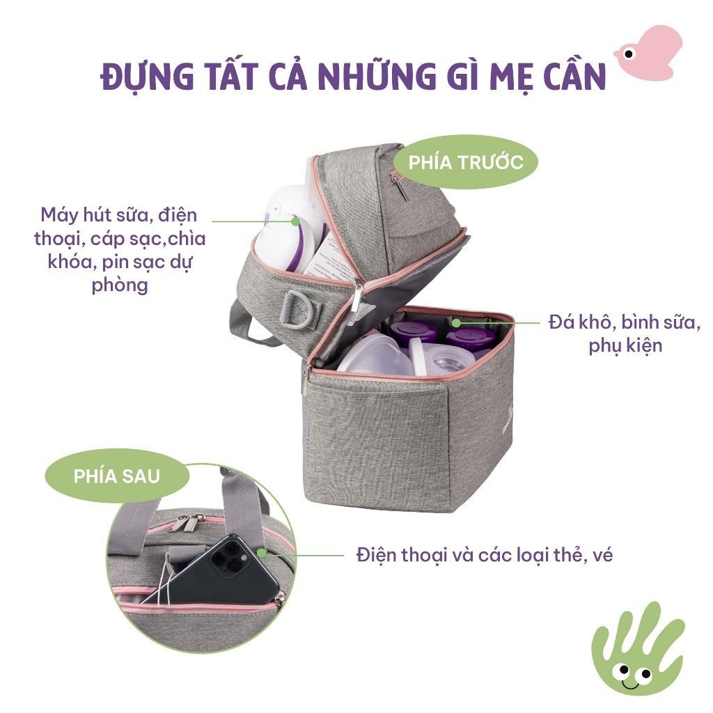 Balo Bỉm Sữa Giữ Nhiệt Mama’s Choice Đa Năng, Giữ Nhiệt Bình Sữa, Đựng Đồ Cho Mẹ Bé, Thiết Kế 2 Tầng, Chất Liệu Cao Cấp