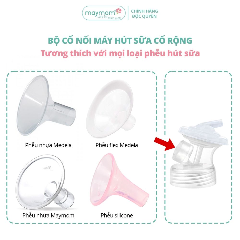 Cổ Nối Máy Hút Sữa Cổ Rộng 3 Chi Tiết Thương Hiệu Maymom, Tương Thích Máy Spectra, Avent, Fazt, Rozabi