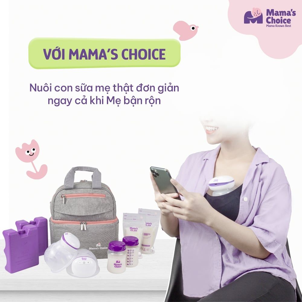 Hút Sữa Di Chuyển Mama’s Choice, Combo Thiết Kế Nhỏ Gọn, Hút Sữa Mọi Lúc Mọi Nơi, Bảo Quản Sữa Mẹ Lên Đến 14 Tiếng