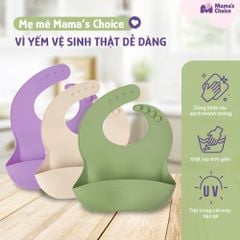 Yếm Ăn Dặm Silicone Mama's Choice Cao Cấp, Thiết Kế Đặc Biệt với Máng Chắn Thức Ăn và Nấc Điều Chỉnh Phù Hợp Với Bé