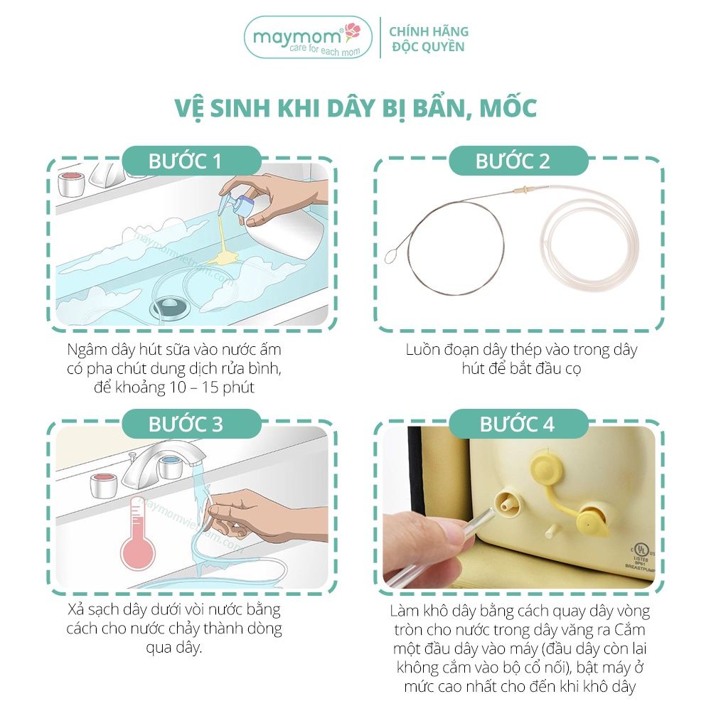 Dây Hút Sữa Medela Pump Sản Xuất bởi Maymom, Không Chứa BPA, An Toàn 100%, Vệ Sinh Dễ Dàng