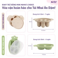 Khay Trữ Đông Mini Mama's Choice, Bảo Quản Đồ Ăn Dặm Thức Ăn Cho Bé, Nắp Đậy Chắc Chắn, Chất Liệu Silicone Bạch Kim