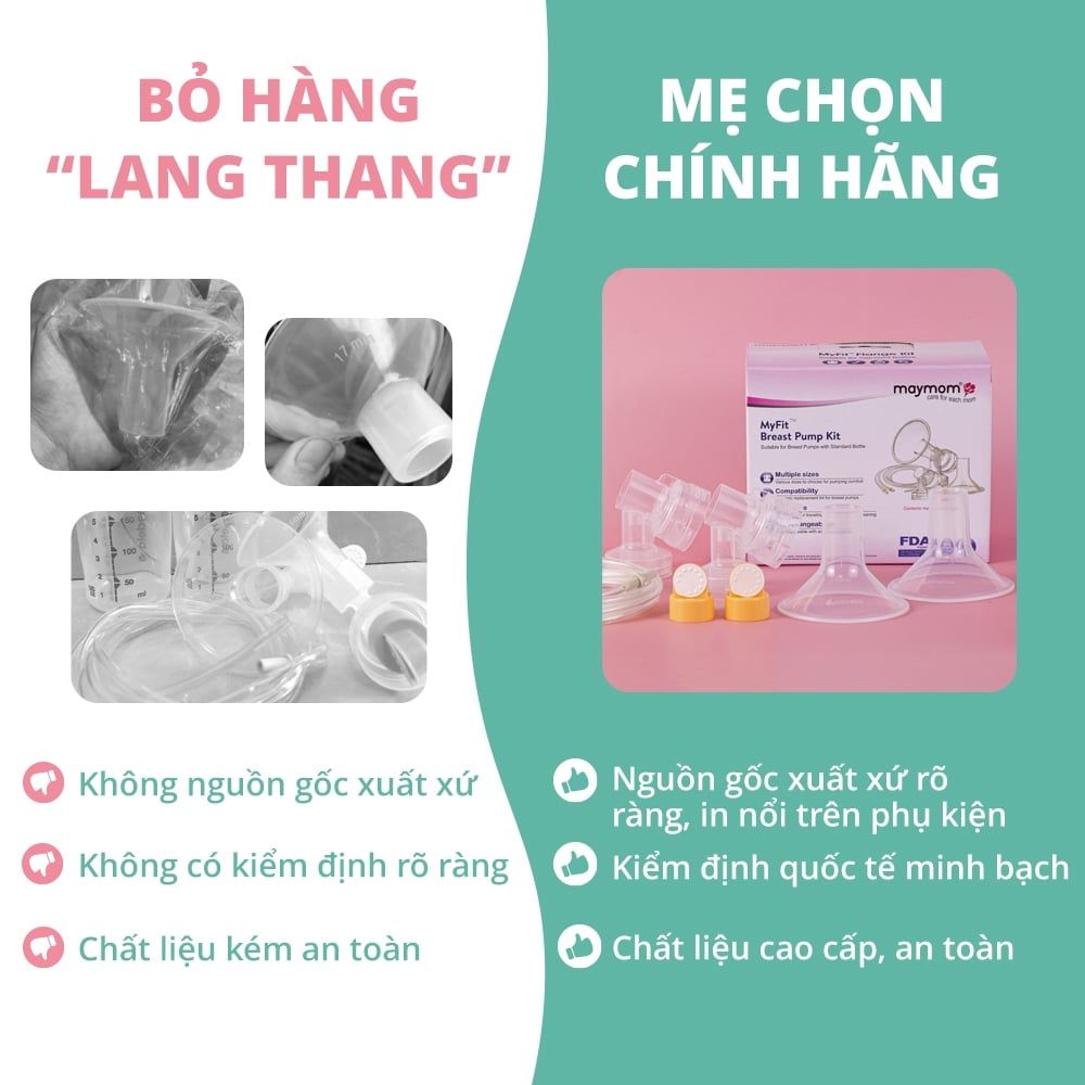 Bộ Phụ Kiện Máy Hút Sữa Medela Pump In Style Advanced, Thương Hiệu Maymom, Phễu Size Từ 10-32mm