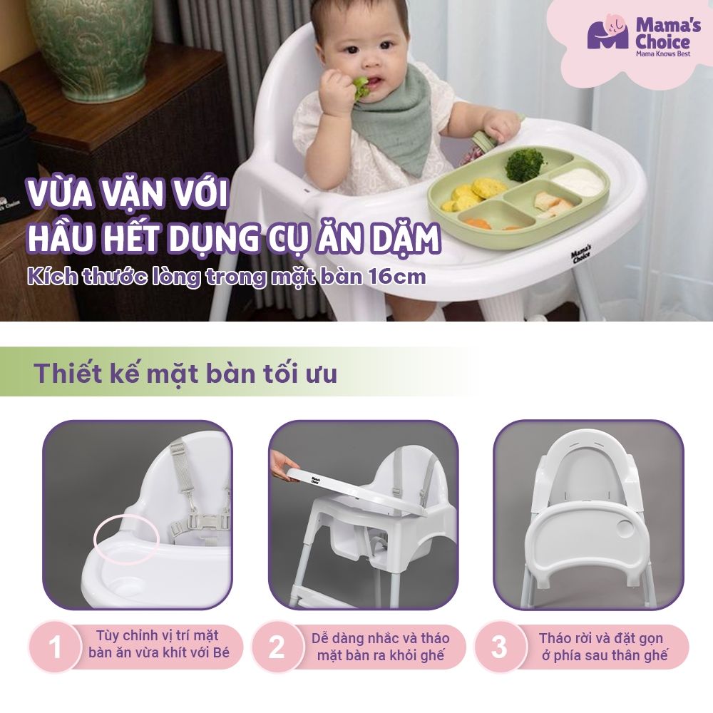 Ghế Ăn Dặm Mama's Choice, Ghế Cho Bé Tập Ăn Dặm, Kiểu Dáng Chắc Chắn Dễ Tháo Lắp và Vệ Sinh