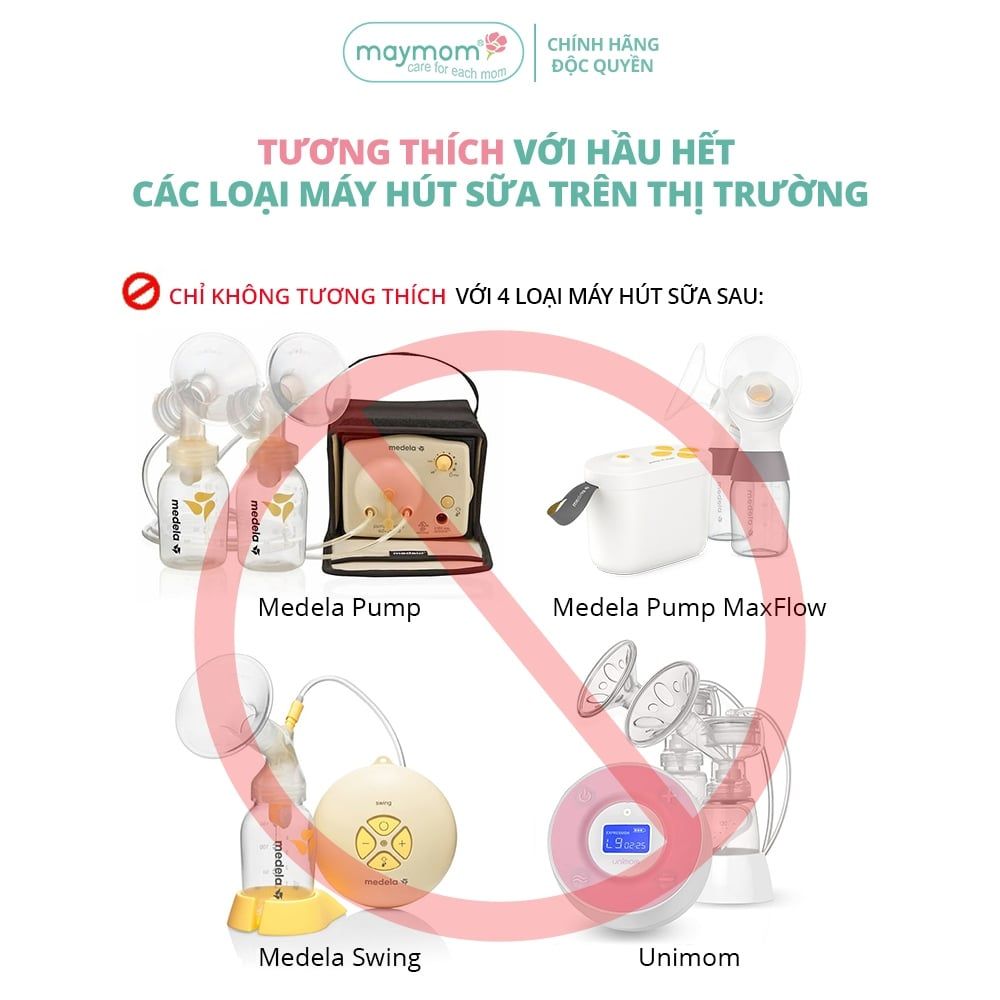 Phụ Kiện Hút Sữa Maymom Dùng Cho Bình Sữa Cổ Hẹp, Thay Thế Máy Medela MaxFlow, Sonata, Freestyle, Swing Maxi...