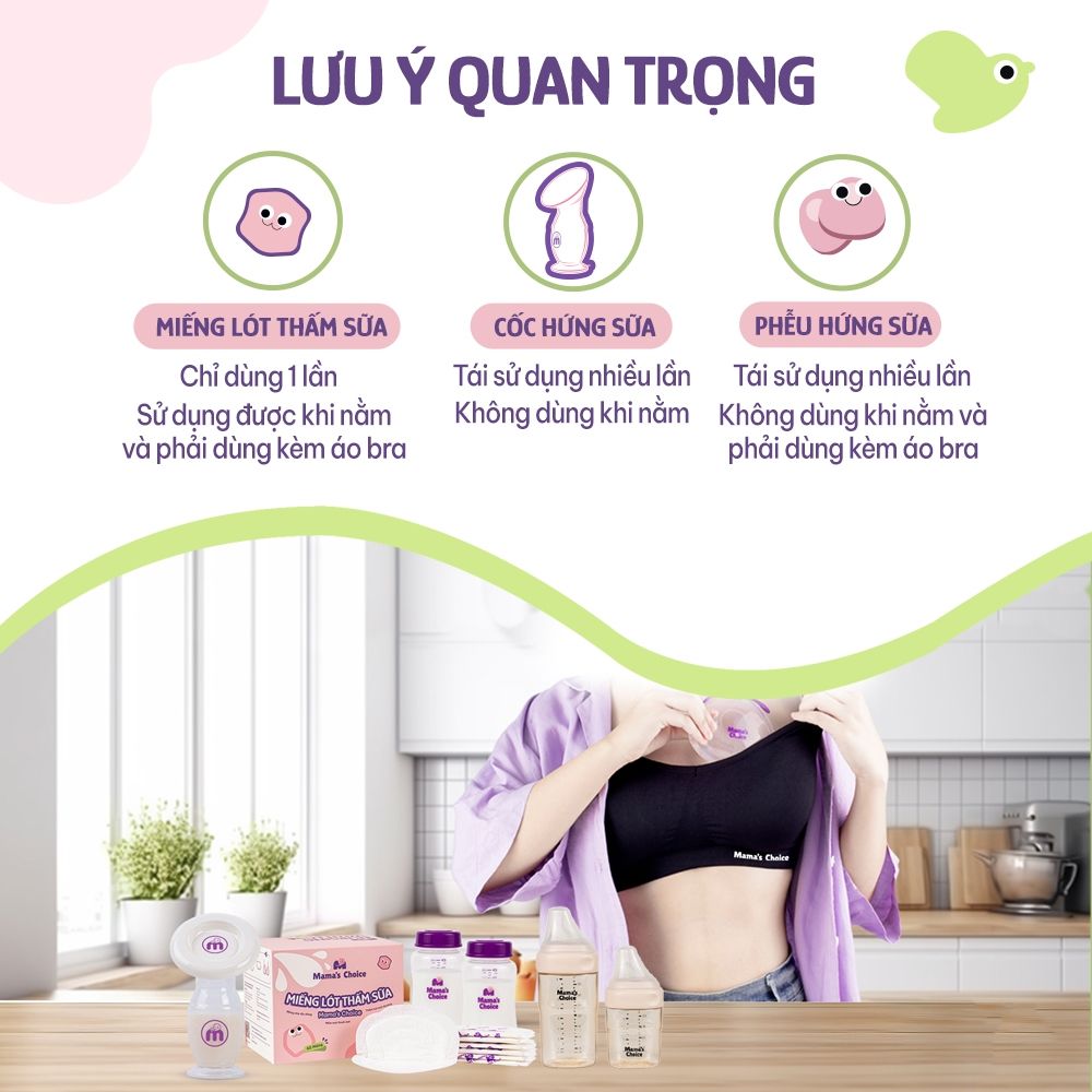 Combo Cốc Hứng Sữa, Phễu Hứng Sữa và Lót Thấm Sữa Mama's Choice, Tiện Lợi Tiết Kiệm Cho Mẹ Bầu và Sau Sinh