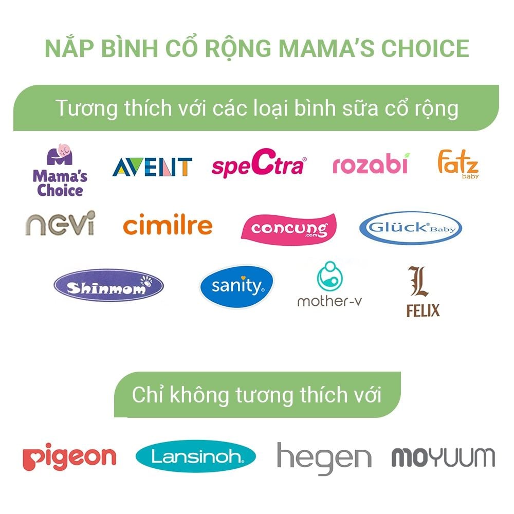 Nắp Bình Sữa Mama's Choice, Tương Thích Với Bình Medela, Spectra, Avent, Unimom, Rozabi, Cimilre, Fatz, Dr. Brown, Ameda