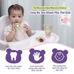 Túi Nhai Ăn Dặm Mama's Choice Cho Bé, Núm Nhai Hoa Quả Chống Hóc, Tặng Kèm 3 Size Núm Phù Hợp Bé Từ 4 Tháng Tuổi