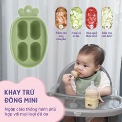 Khay Trữ Đông Mini Mama's Choice, Bảo Quản Đồ Ăn Dặm Thức Ăn Cho Bé, Nắp Đậy Chắc Chắn, Chất Liệu Silicone Bạch Kim