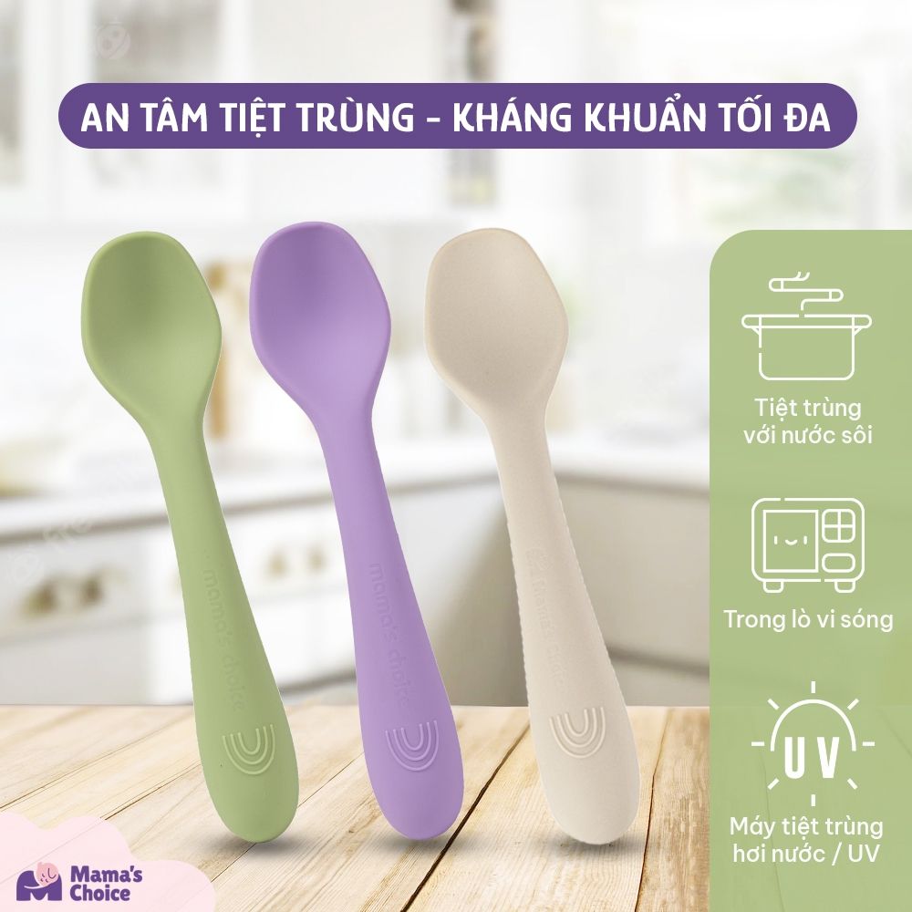 Thìa Ăn Dặm Silicone Mama's Choice, Chất Liệu Mềm Mại và An Toàn Kiểm Định Quốc Tế Bureau Veritas