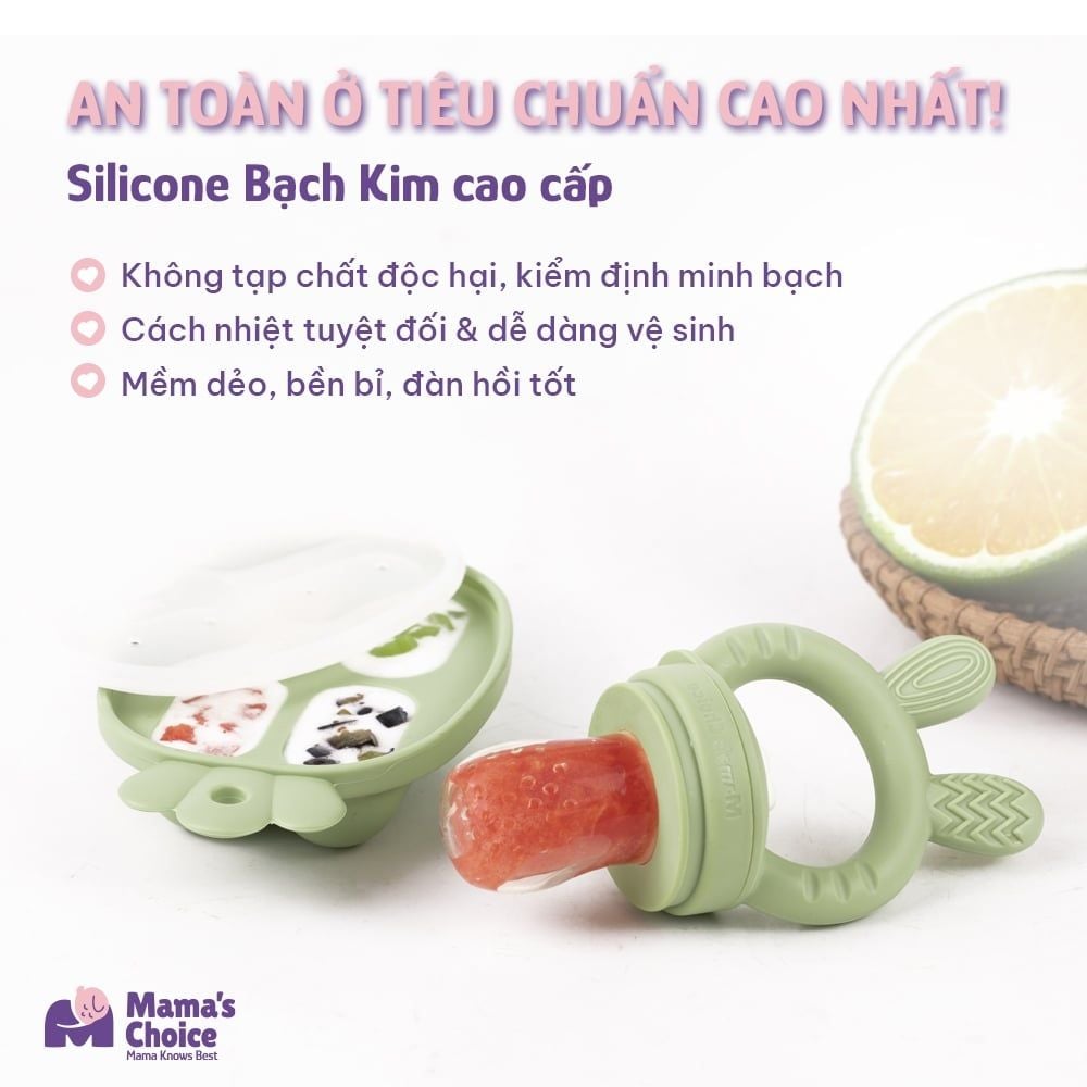 Túi Nhai Ăn Dặm Mama's Choice Cho Bé, Núm Nhai Hoa Quả Chống Hóc, Tặng Kèm 3 Size Núm Phù Hợp Bé Từ 4 Tháng Tuổi