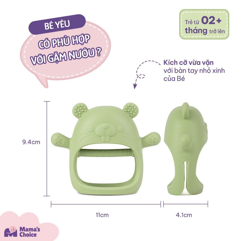 Gặm Nướu Mama's Choice Cao Cấp Cho Bé, Kiểm Định An Toàn Quốc Tế, Chất Liệu Silicone Bạch Kim, Có Hộp Bảo Quản