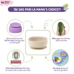 Bát Ăn Dặm Silicone Mama's Choice Cao Cấp, Đế Hít Chống Trượt Đổ Giúp Bé Ăn Dặm Dễ Dàng, Kiểm Định An Toàn Quốc Tế