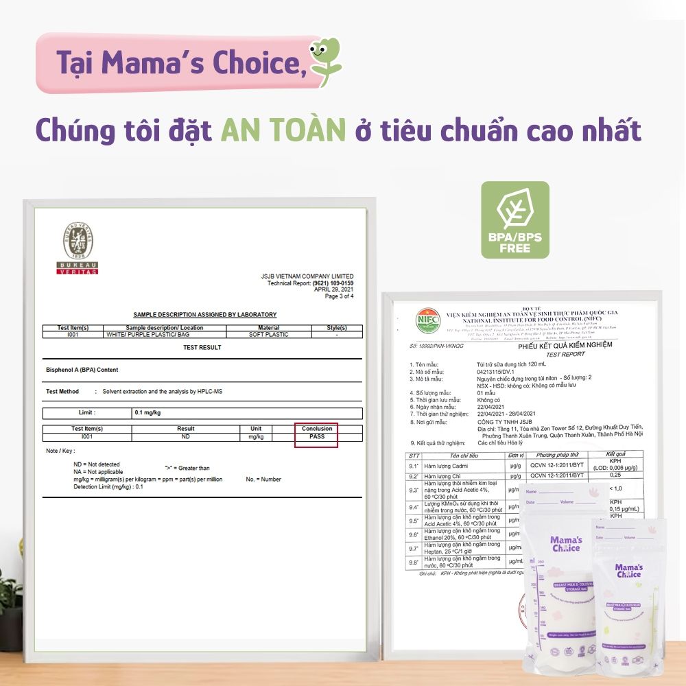 Túi Trữ Sữa Mama's Choice Dung Tích 120ml-250ml, Bảo Quản Sữa Mẹ An Toàn, 2 Khóa Zipper Chống Rò Rỉ (Hộp 30 túi)