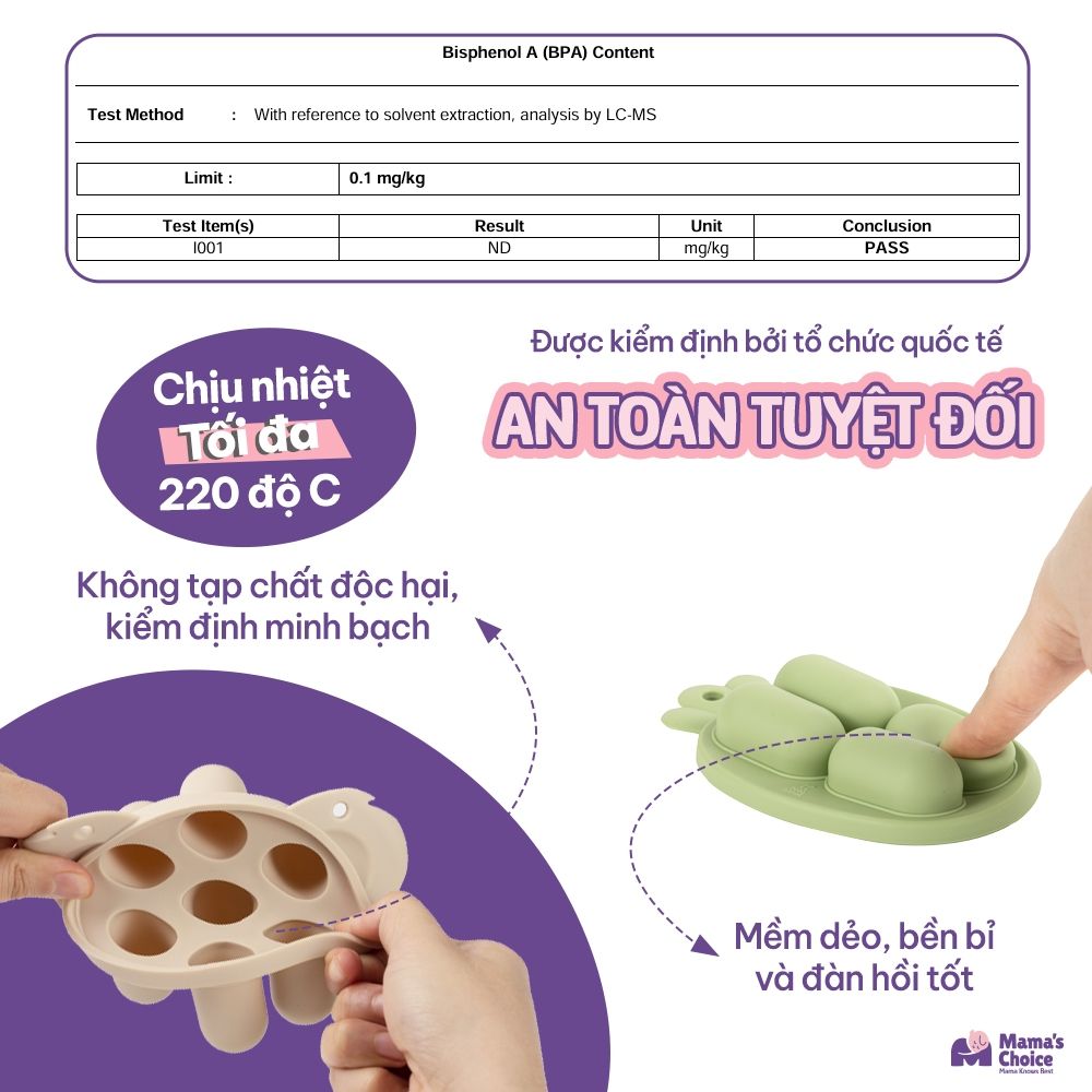 Khay Trữ Đông Mini Mama's Choice, Bảo Quản Đồ Ăn Dặm Thức Ăn Cho Bé, Nắp Đậy Chắc Chắn, Chất Liệu Silicone Bạch Kim