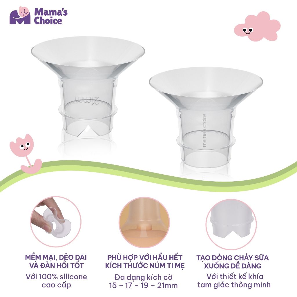 Trợ Phễu Silicone Mama's Choice NewFit, Đệm Hạ Size Phễu Size 15-17-19-21mm, Hút Sữa Hiệu Quả và Êm Ái (01 Cái)