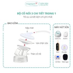Cổ Nối Máy Hút Sữa Cổ Rộng 3 Chi Tiết Thương Hiệu Maymom, Tương Thích Máy Spectra, Avent, Fazt, Rozabi