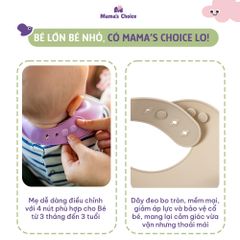 Yếm Ăn Dặm Silicone Mama's Choice Cao Cấp, Thiết Kế Đặc Biệt với Máng Chắn Thức Ăn và Nấc Điều Chỉnh Phù Hợp Với Bé