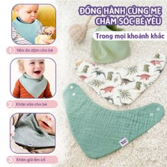 Yếm Vải Cho Bé Mama's Choice, Chất Liệu Vải Xô Muslin Siêu Mềm và Dày Dặn, 2 Cúc Bấm Điều Chỉnh Phù Hơp Với Bé