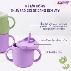 Cốc Tập Uống Silicone Mama's Choice, Thiết Kế Thông Minh Với Ống Hút và Tay Cầm Chắc Chắn