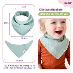 Yếm Vải Cho Bé Mama's Choice, Chất Liệu Vải Xô Muslin Siêu Mềm và Dày Dặn, 2 Cúc Bấm Điều Chỉnh Phù Hơp Với Bé