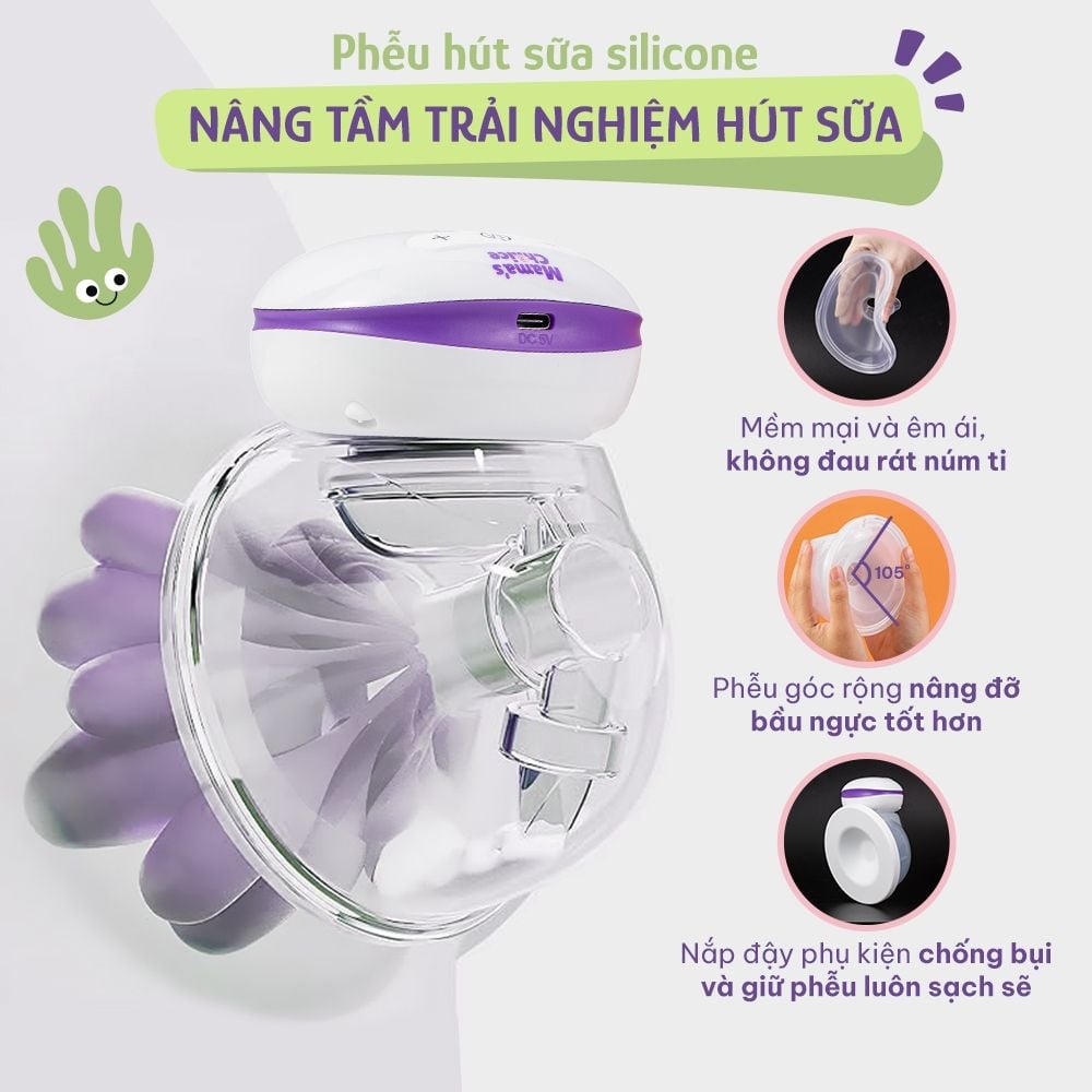Máy Hút Sữa Không Dây Mama's Choice, Vắt Sữa Rảnh Tay Mọi Lúc Mọi Nơi, Pin Sạc Tiện Lợi, BH 1 Đổi 1 Mới 12 Tháng
