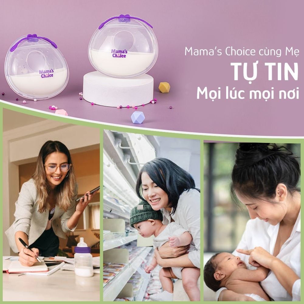 Phễu Hứng Sữa Mama's Choice, Chất Liệu Silicone Cao Cấp, Có Nút Đậy Chống Tràn và Dây Đeo Chống Rơi (Hộp 2 Cái)