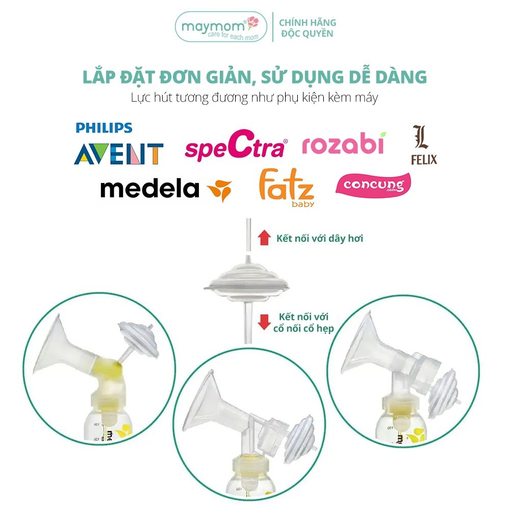 Phụ Kiện Hút Sữa Maymom Dùng Cho Bình Sữa Cổ Hẹp, Thay Thế Máy Medela MaxFlow, Sonata, Freestyle, Swing Maxi...