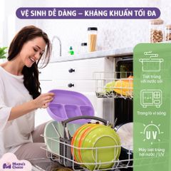 Khay Ăn Dặm Silicone Mama's Choice, Giúp Bé Ăn Dặm Dễ Dàng Với Thiết Kế Đặc Biệt Đế Hít Chống Trượt Đổ và Nắp Đậy