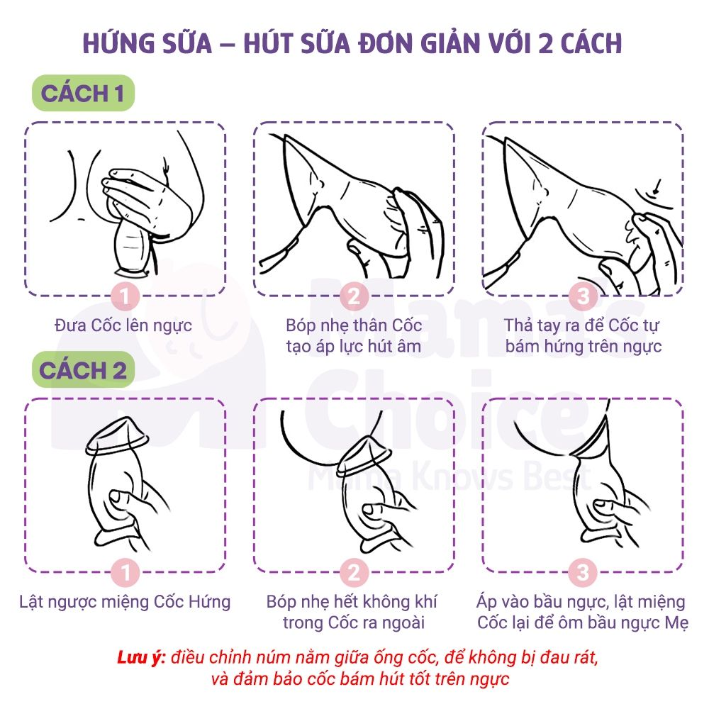 Cốc Hứng Sữa Mama’s Choice, Hút Sữa Rảnh Tay, Chất Liệu Silicone Cao Cấp, Chứng Nhận An Toàn FDA (1 Cốc)