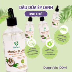 Dầu Dừa Ép Lạnh Herbee 100ml, Massage Cho Trẻ Sơ Sinh, Làm Mờ Vết Rạn Da, 100% Chiết Xuất Tự Nhiên