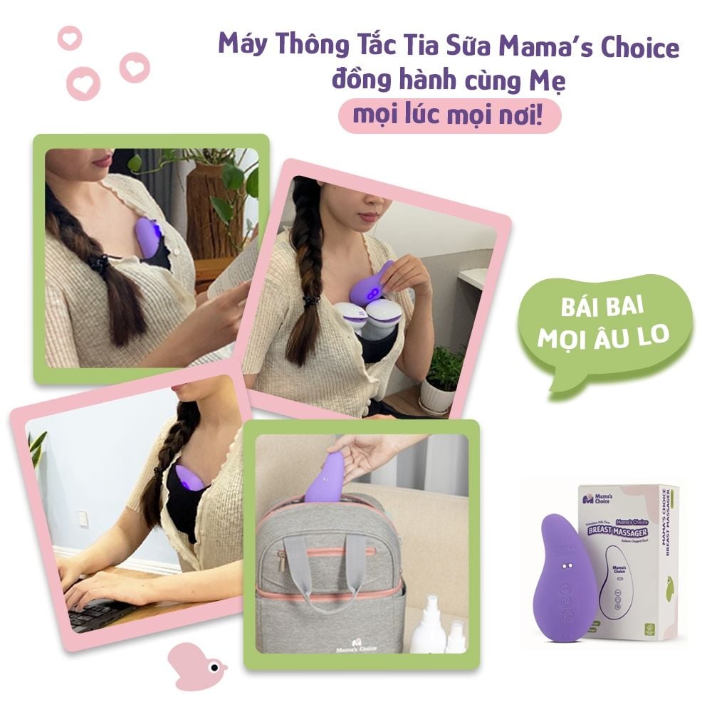 Máy Thông Tắc Tia Sữa Mama's Choice, Hỗ Trợ Kích Sữa và Phản Xạ Xuống Sữa Nhanh, 10 Chế Độ Massage Êm Ái Hiệu Quả