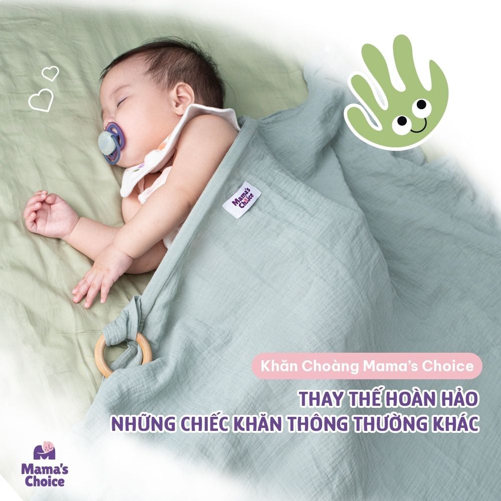 Khăn Choàng Cho Bé Bú Mama's Choice, Chất Liệu Vải Muslin Cao Cấp Mềm Mại Thoáng Khí và Độ Bền Cao