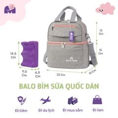 Balo Bỉm Sữa Giữ Nhiệt Mama’s Choice Đa Năng, Giữ Nhiệt Bình Sữa, Đựng Đồ Cho Mẹ Bé, Thiết Kế 2 Tầng, Chất Liệu Cao Cấp