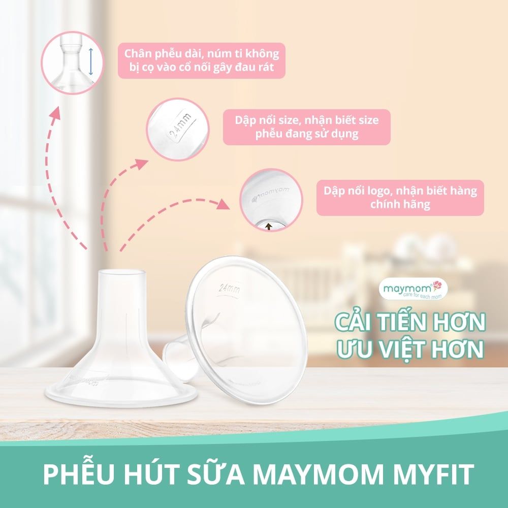 Phễu Hút Sữa Maymom Myfit, Phụ Kiện Thay Thế Máy Vắt Sữa Medela, Spectra, Avent, Unimom, Rozabi, Cimilre (1 cái)