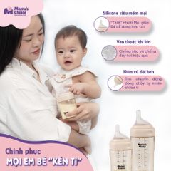 Bình Sữa Mama's Choice PPSU 150ml 240ml, Núm Ty Thiết Kế Mới Mô Phỏng Ti Mẹ Siêu Mềm, Kiểm Định An Toàn Quốc Tế