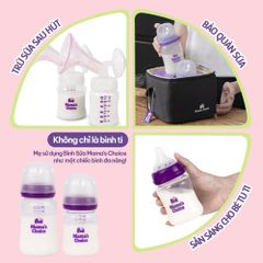 Bình Sữa Cổ Rộng Mama's Choice Núm Ti Lansinoh, Chất Liệu PP Dung Tích 180ml 240ml, Núm Ty Size S M L