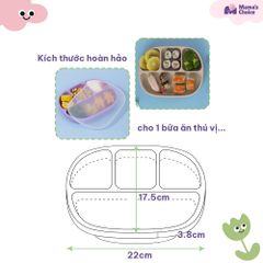 Khay Ăn Dặm Silicone Mama's Choice, Giúp Bé Ăn Dặm Dễ Dàng Với Thiết Kế Đặc Biệt Đế Hít Chống Trượt Đổ và Nắp Đậy